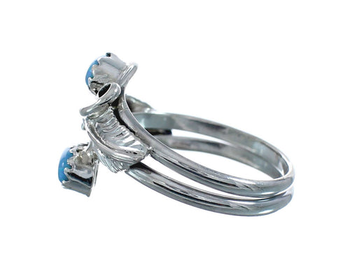 Sterling Silver Leaf Navajo Blue Opal Ring Size 7 AX128325